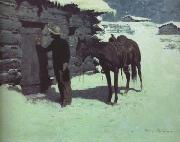 Frederic Remington The Belated Traveler (mk43) oil painting artist